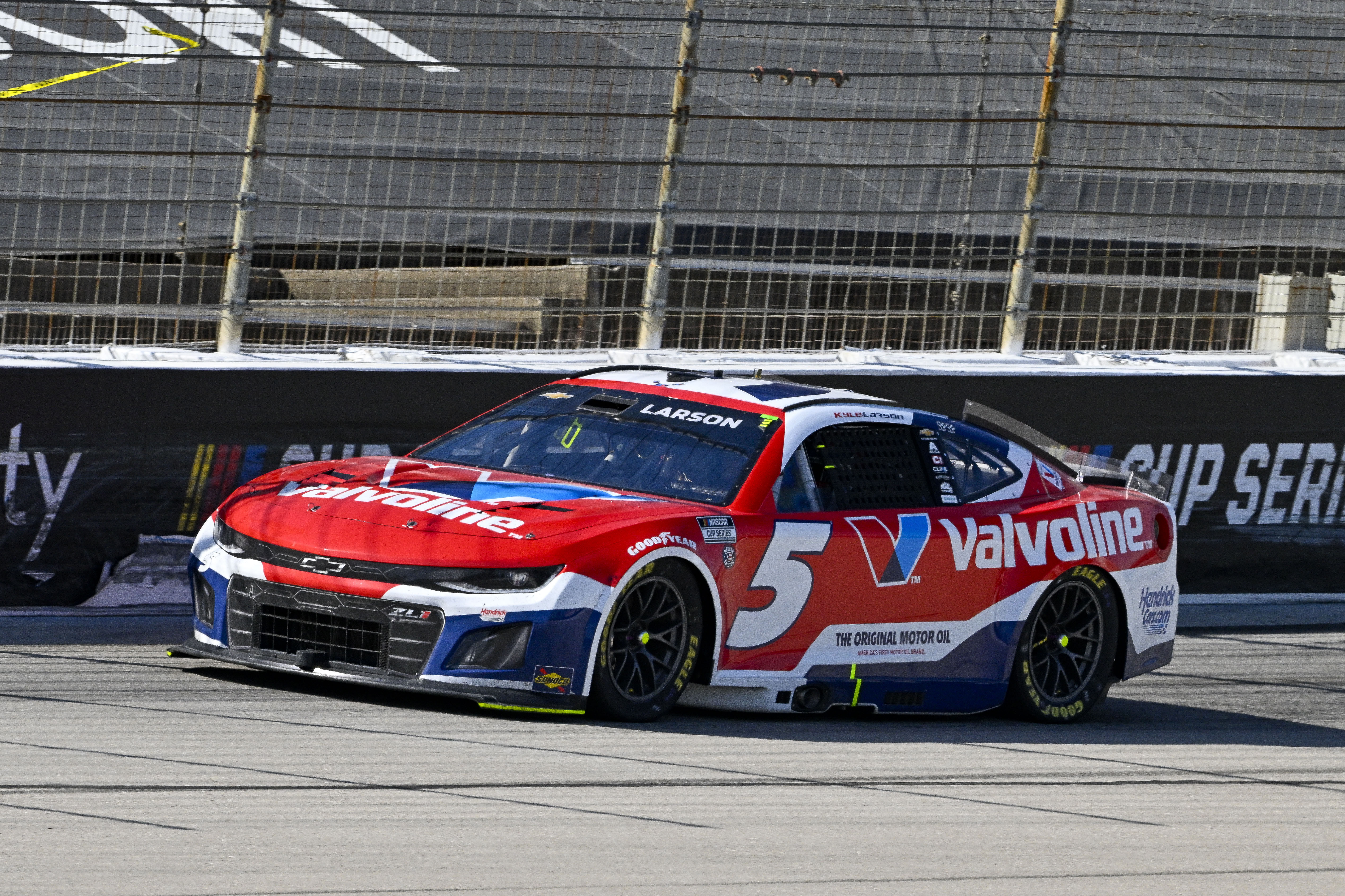 NASCAR Cup Series driver Kyle Larson (5) drives during the Wurth 400 race at Texas Motor Speedway. - Source: Imagn